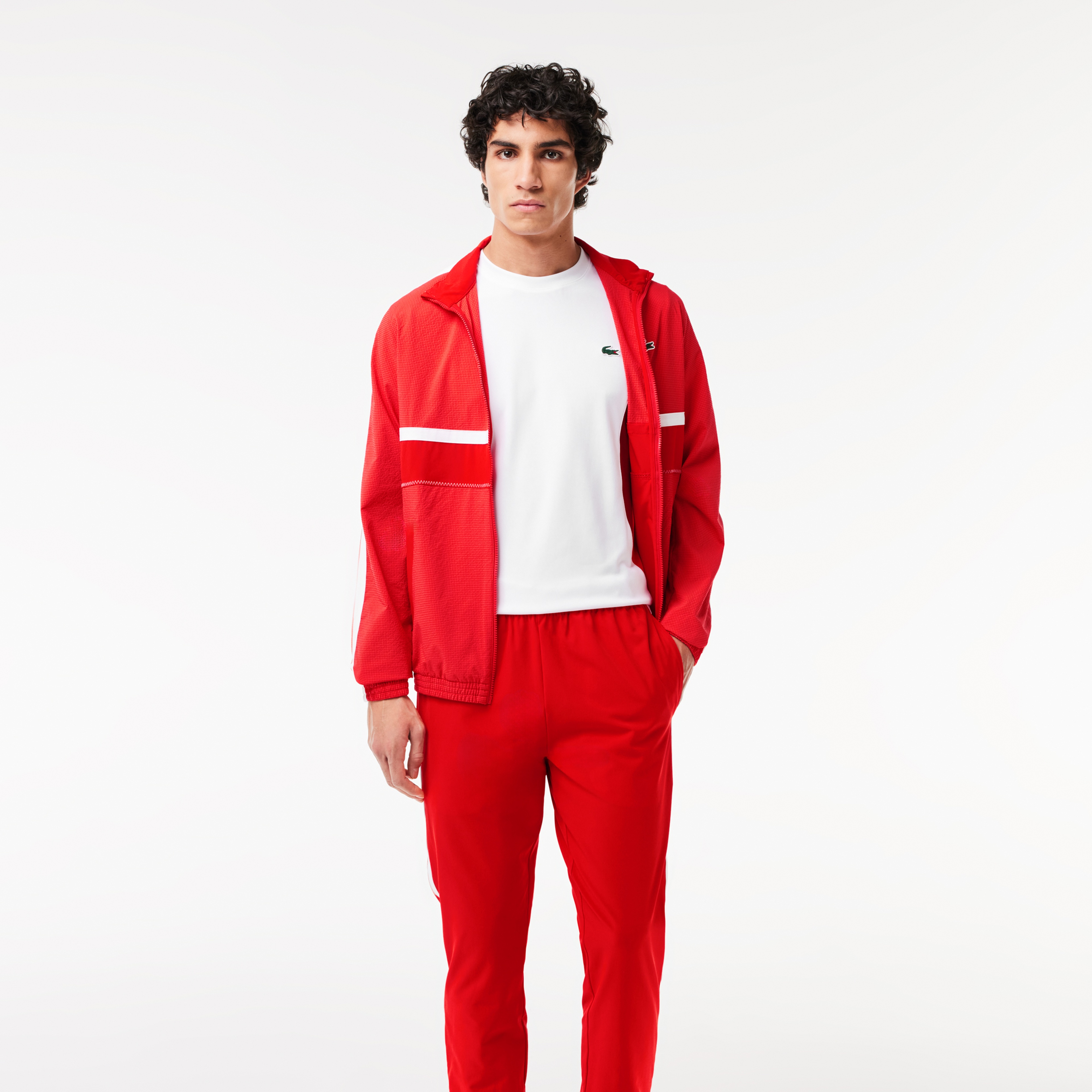 SPORT x Novak Djokovic Erkek Regular Fit Bisiklet Yaka Renk Bloklu Beyaz T-Shirt