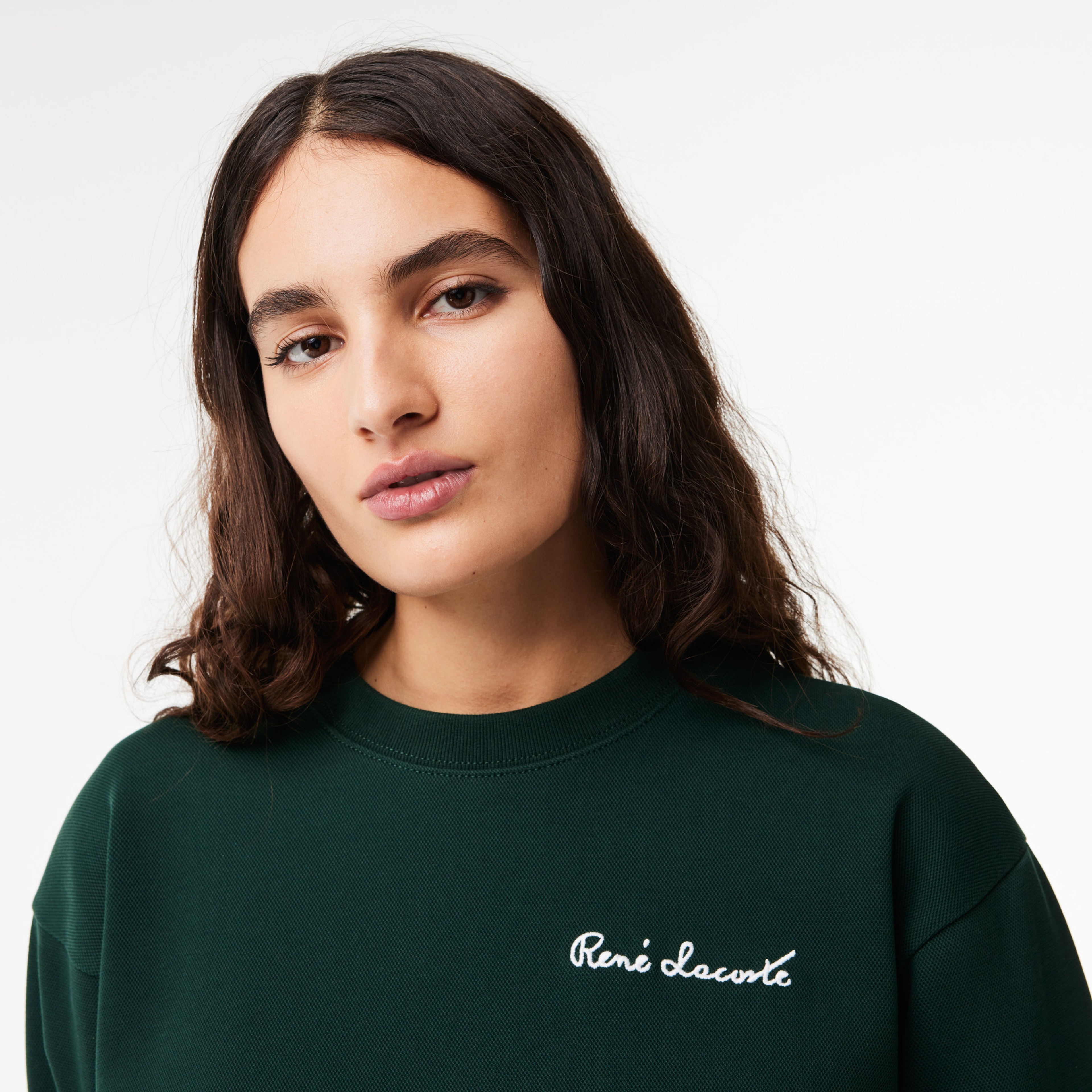 Kadın Bisiklet Yaka Yeşil Sweatshirt