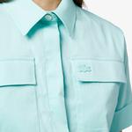 Kadın Kısa Kollu Mavi Gömlek