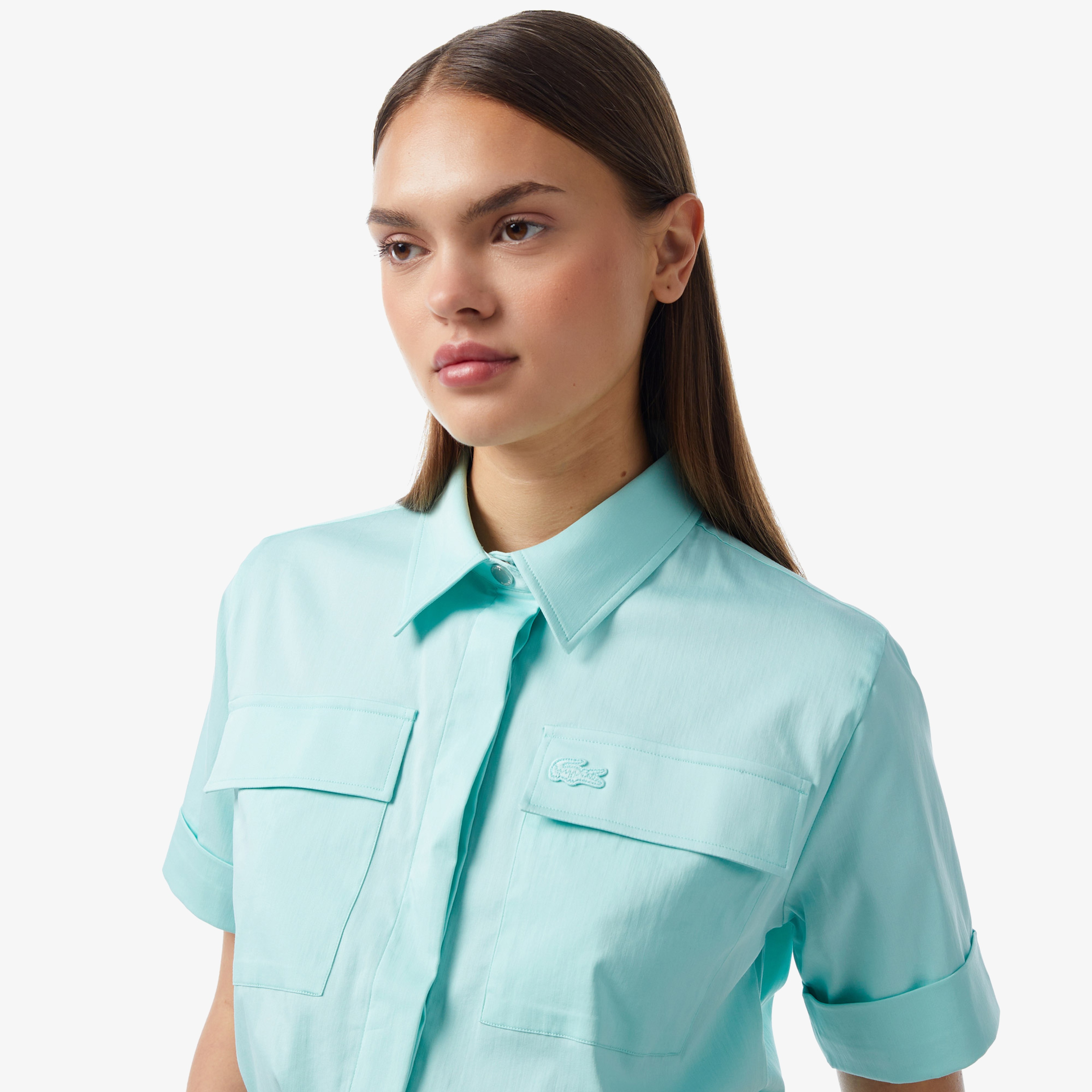 Kadın Kısa Kollu Mavi Gömlek
