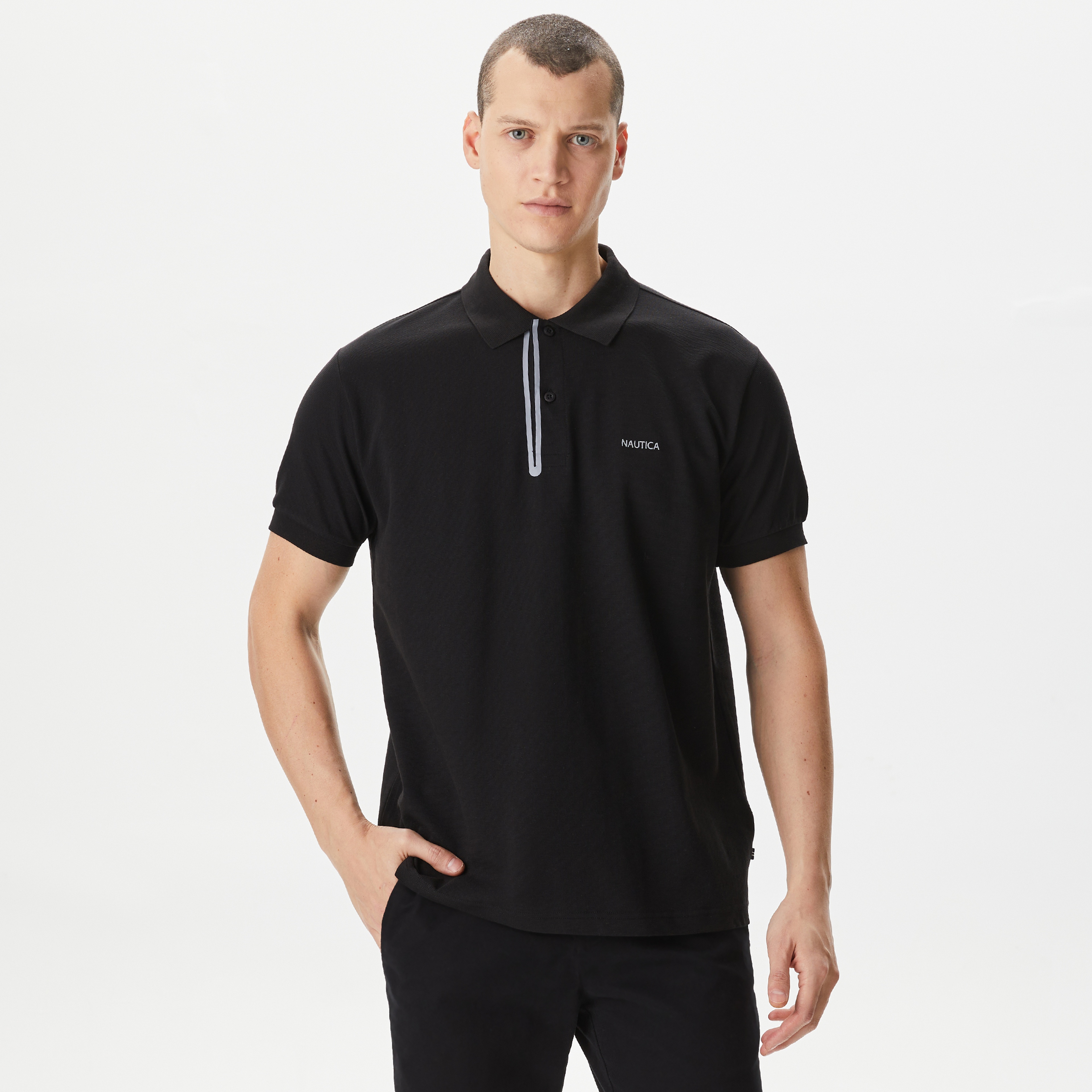 Nautica Erkek Siyah Classic Fit Kısa Kollu Polo Yaka T-Shirt