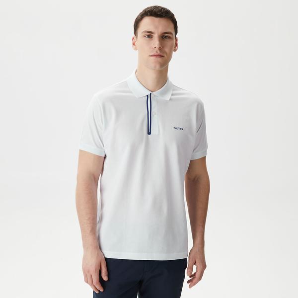 Nautica Erkek Beyaz Classic Fit Kısa Kollu Polo Yaka T-Shirt