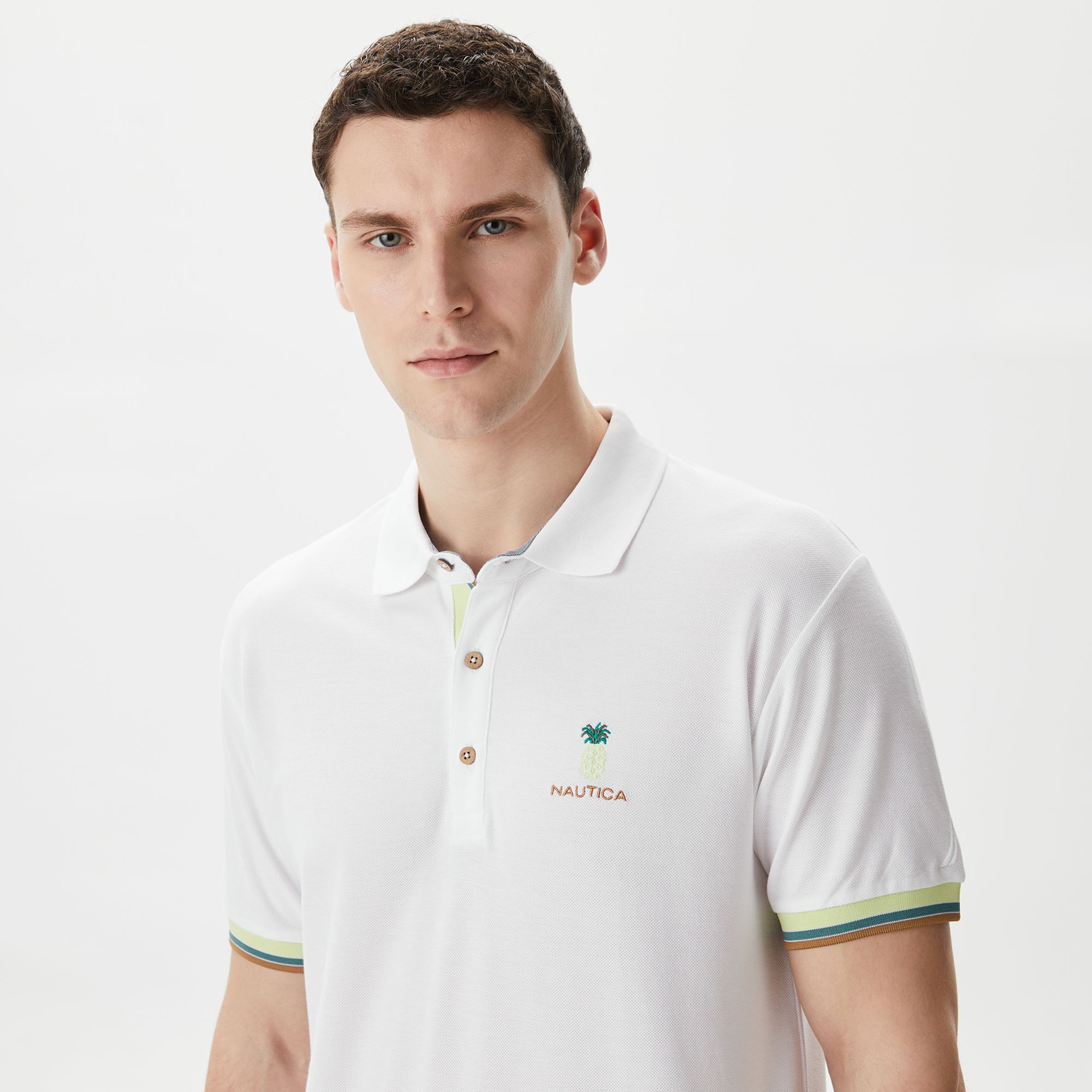 Nautica Erkek Beyaz Classic Fit Kısa Kollu Polo Yaka T-Shirt