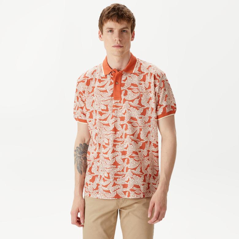 Nautica Erkek Turuncu Classic Fit Kısa Kollu Baskılı Polo Yaka T-Shirt