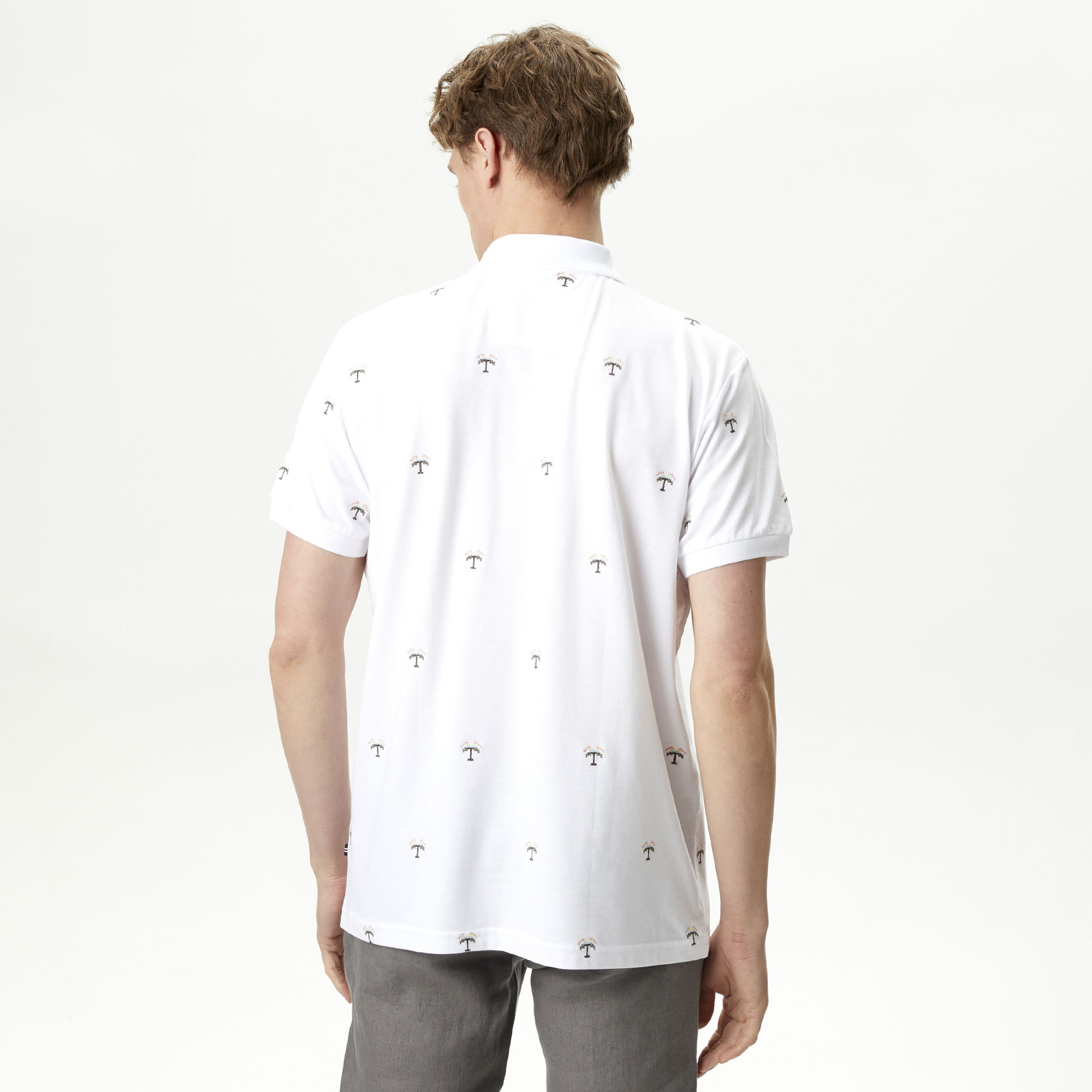 Nautica Erkek Beyaz Classic Fit Kısa Kollu Desenli Polo Yaka T-Shirt