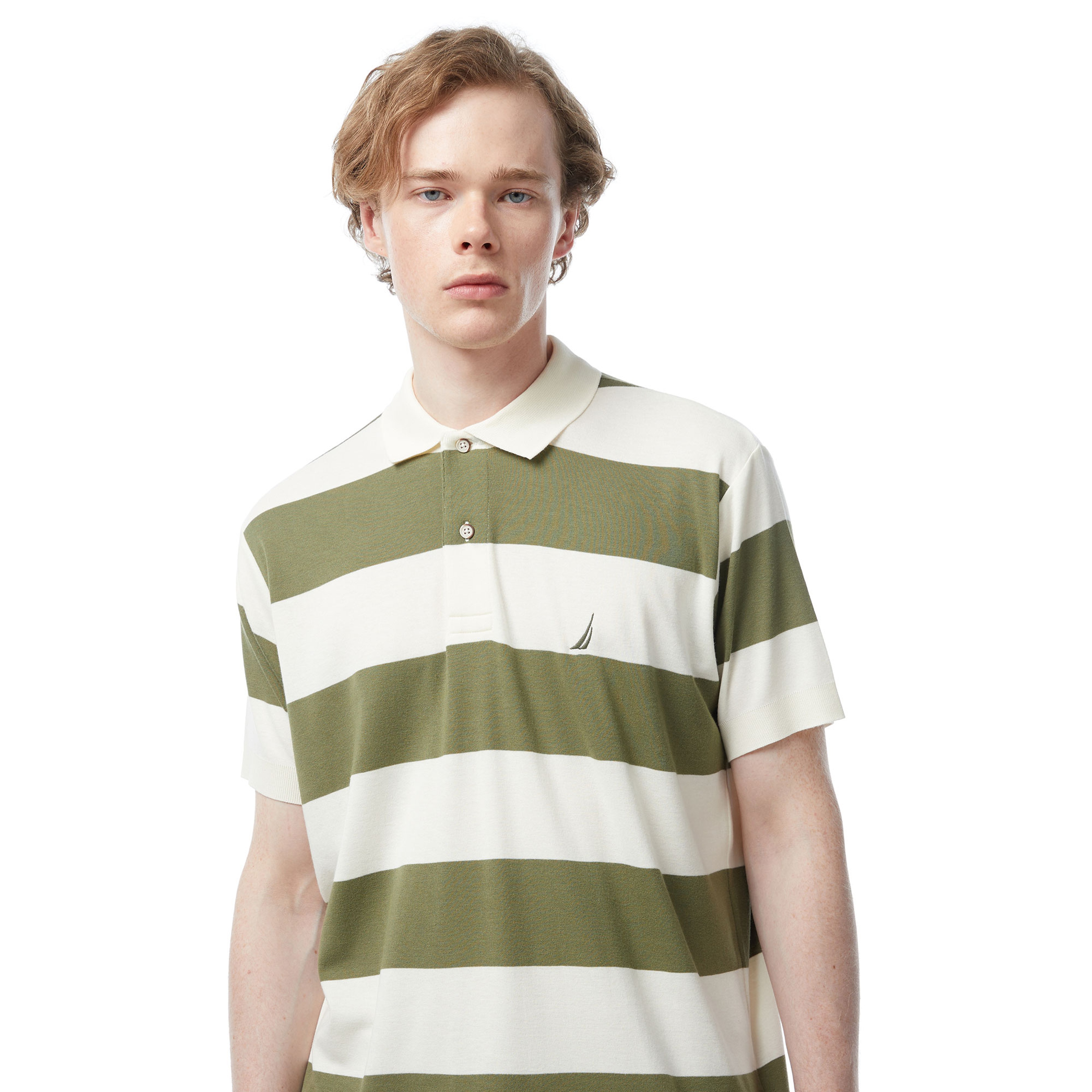 Nautica Erkek Yeşil Classic Fit Kısa Kollu Çizgili Polo Yaka T-Shirt