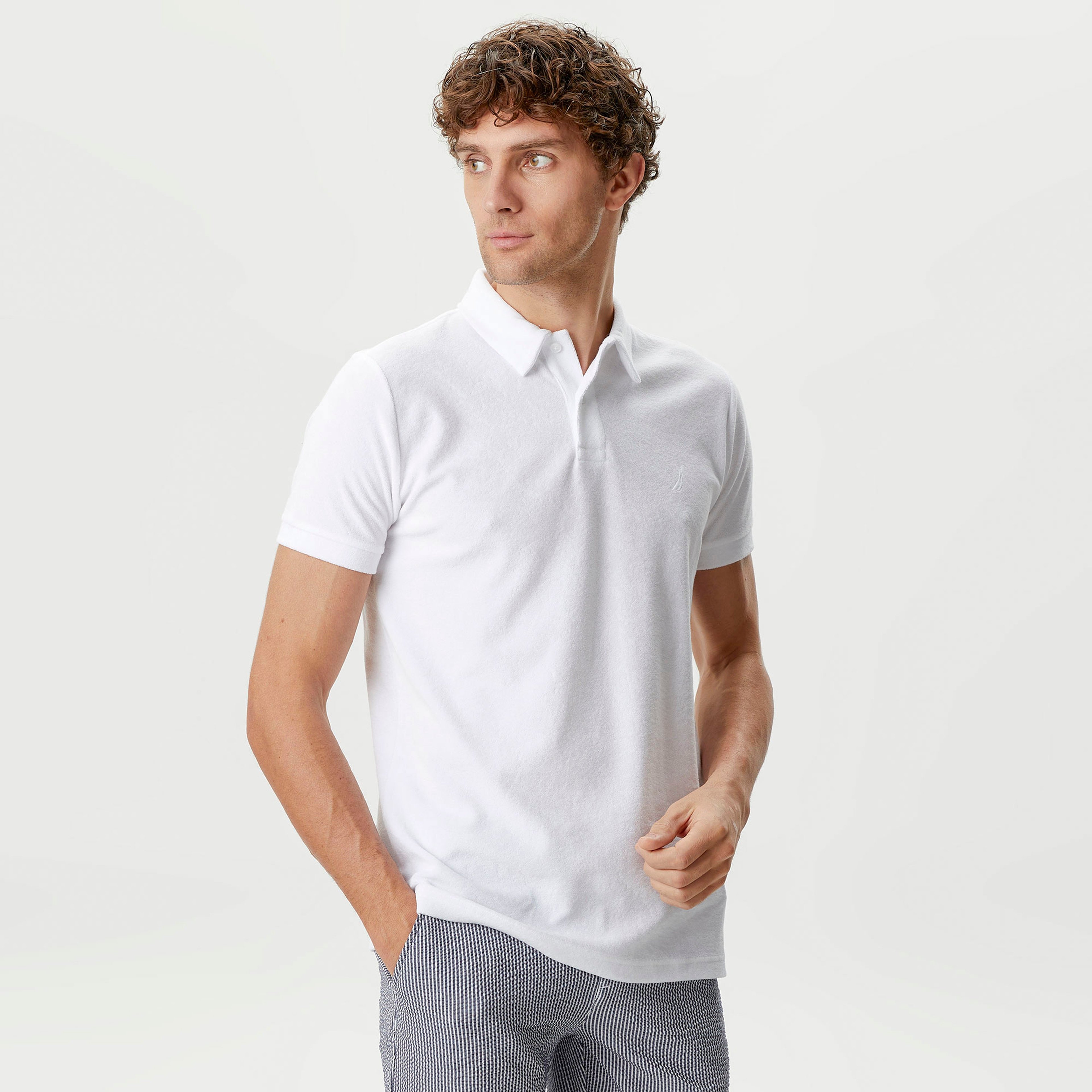 Nautica Erkek Beyaz Classic Fit Kısa Kollu Polo Yaka T-Shirt
