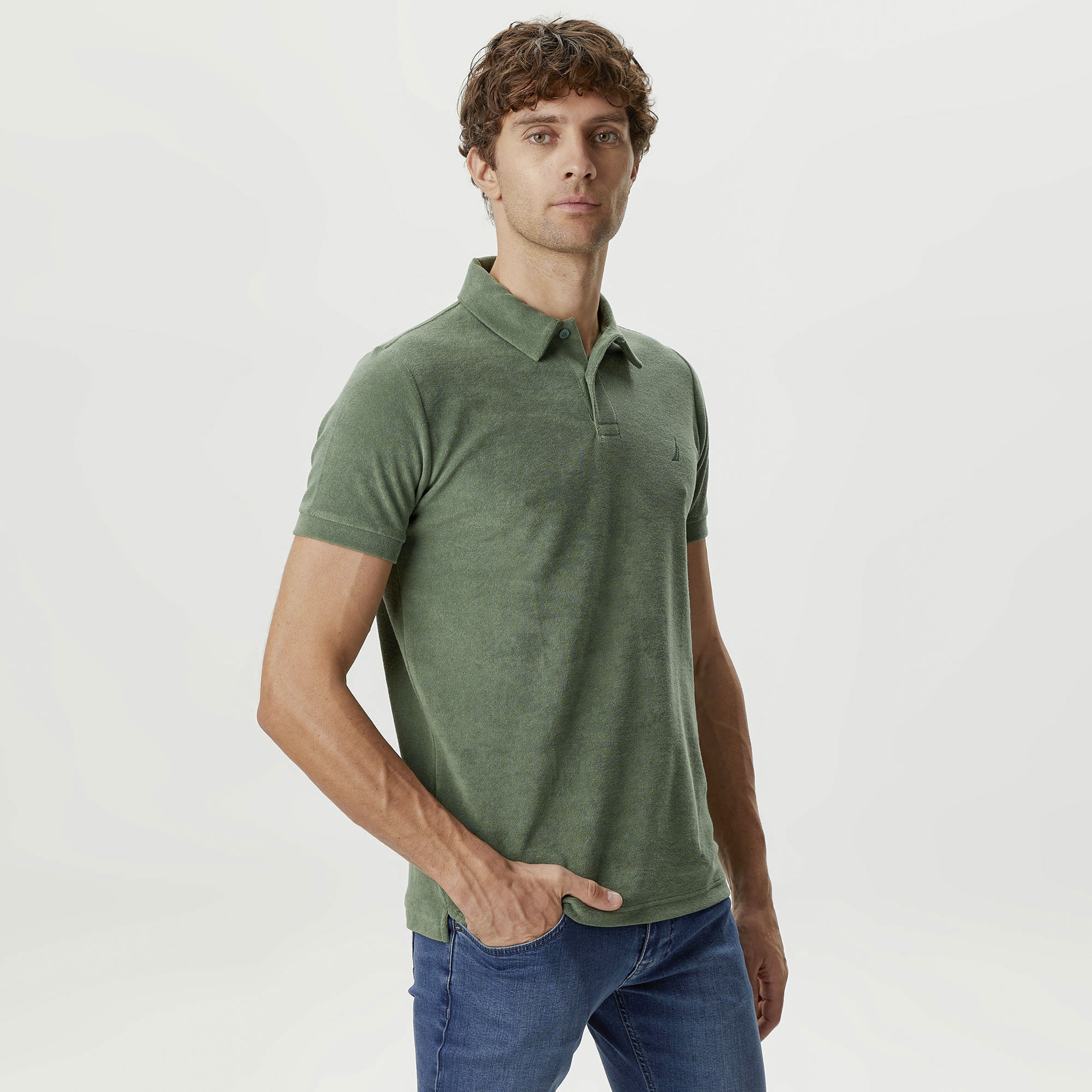 Nautica Erkek Yeşil Classic Fit Kısa Kollu Polo Yaka T-Shirt