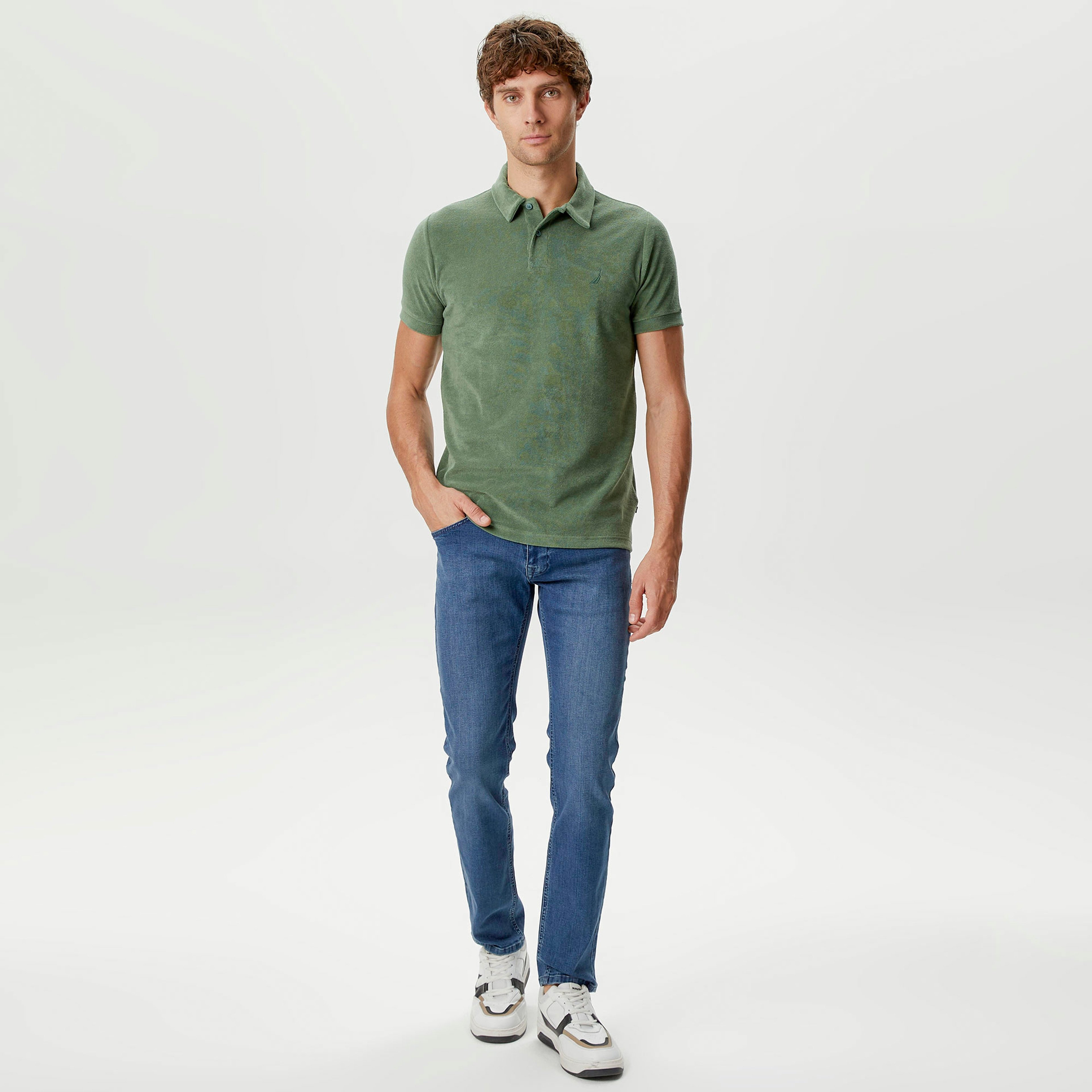 Nautica Erkek Yeşil Classic Fit Kısa Kollu Polo Yaka T-Shirt