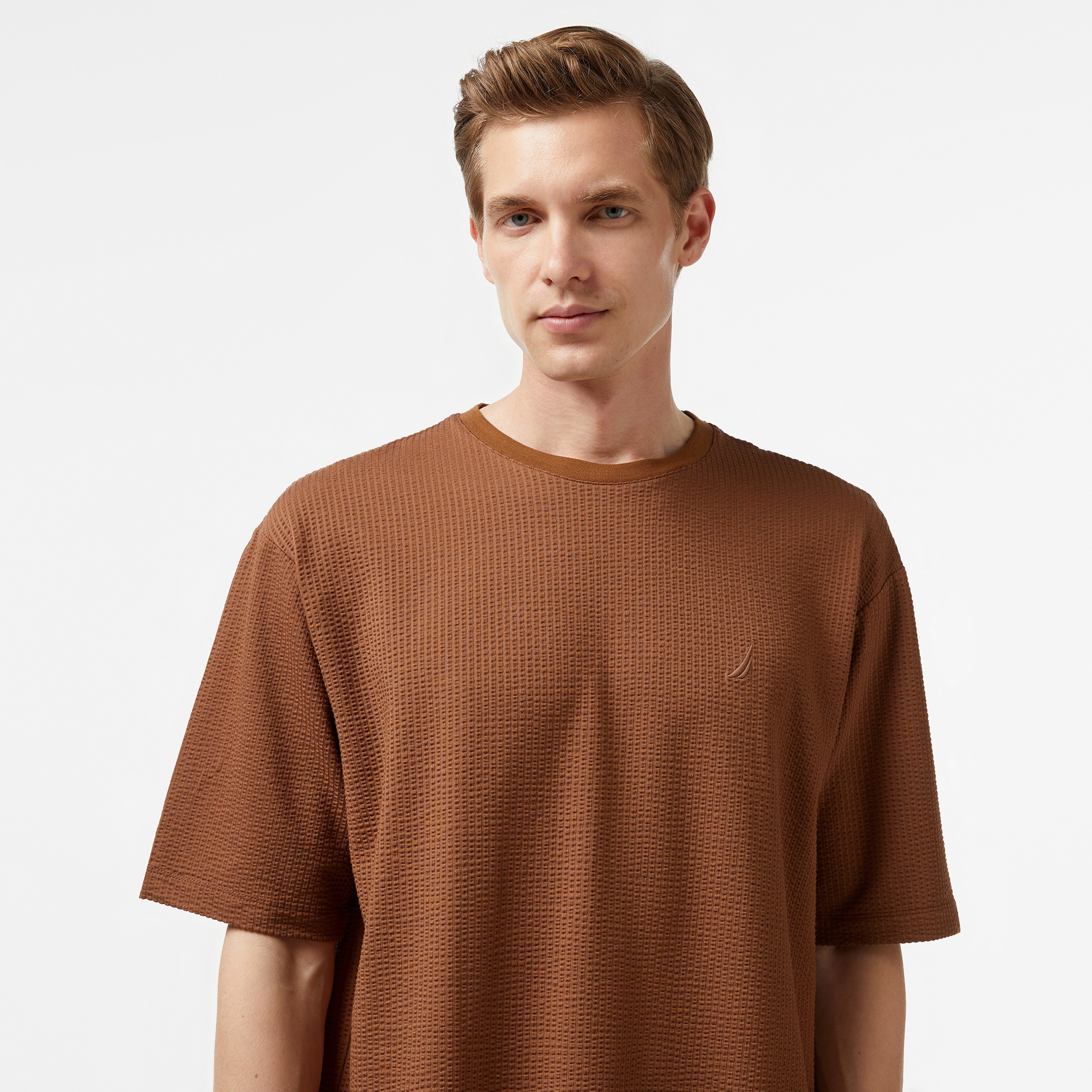 Nautica Erkek Bej Oversize T-Shirt