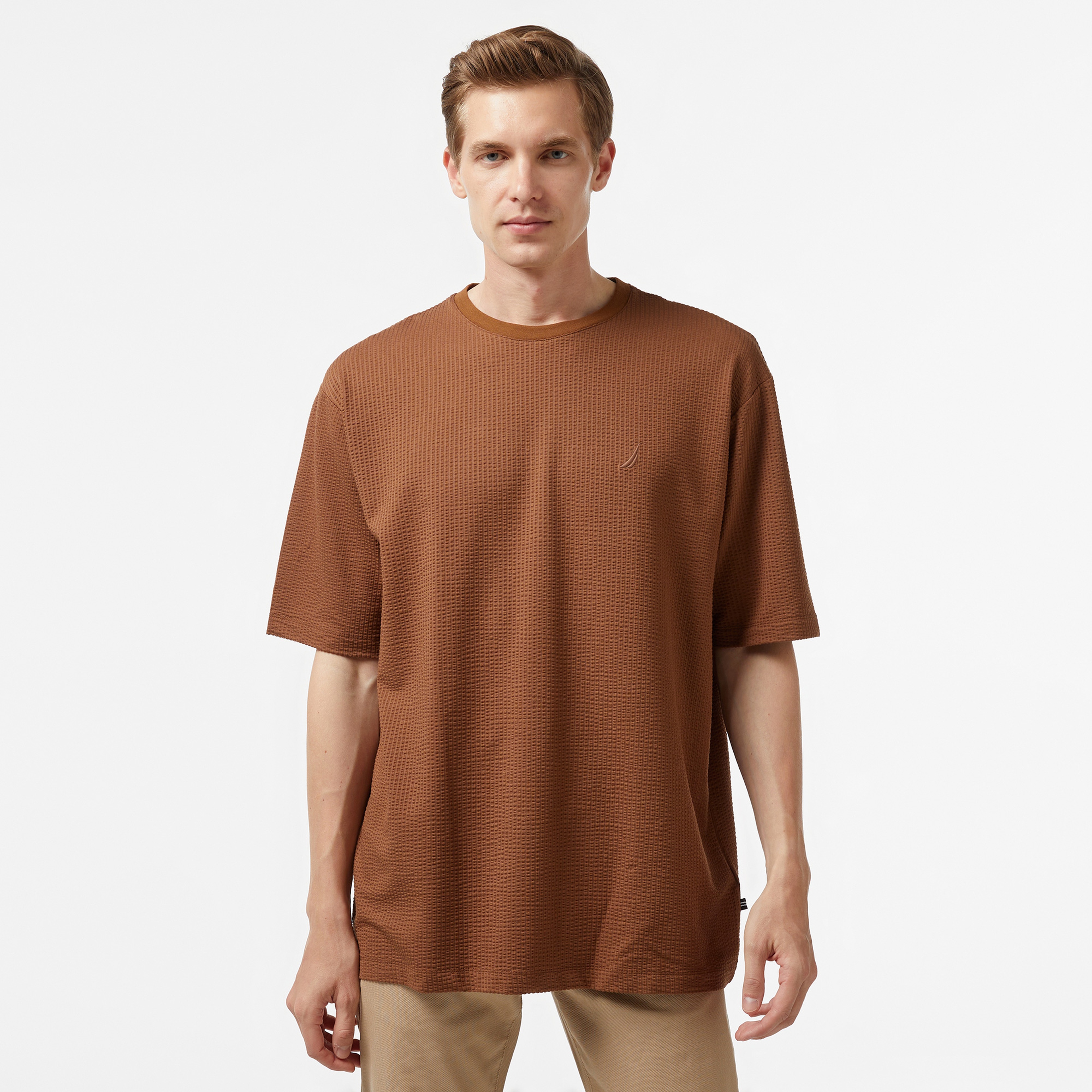 Nautica Erkek Bej Oversize T-Shirt