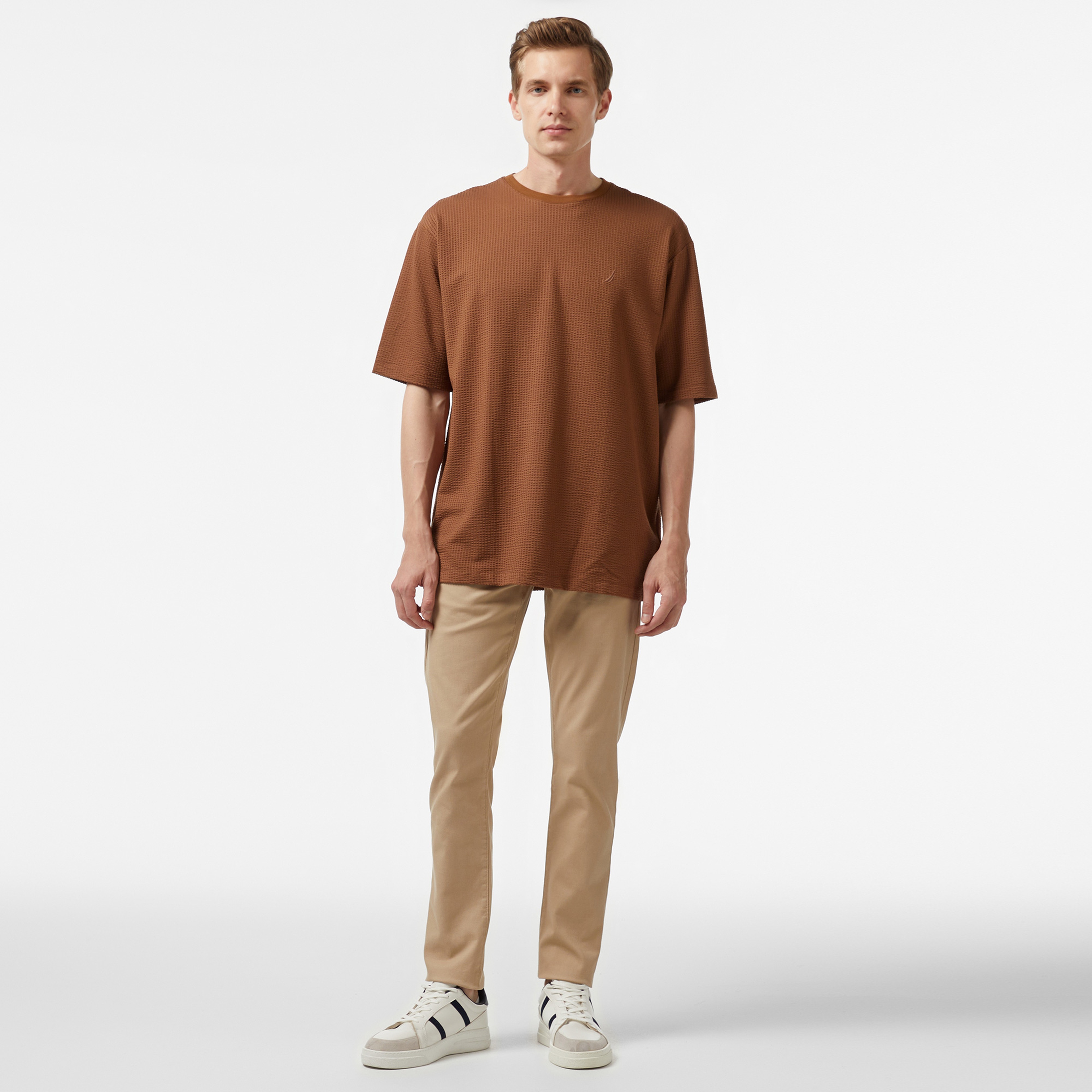 Nautica Erkek Bej Oversize T-Shirt
