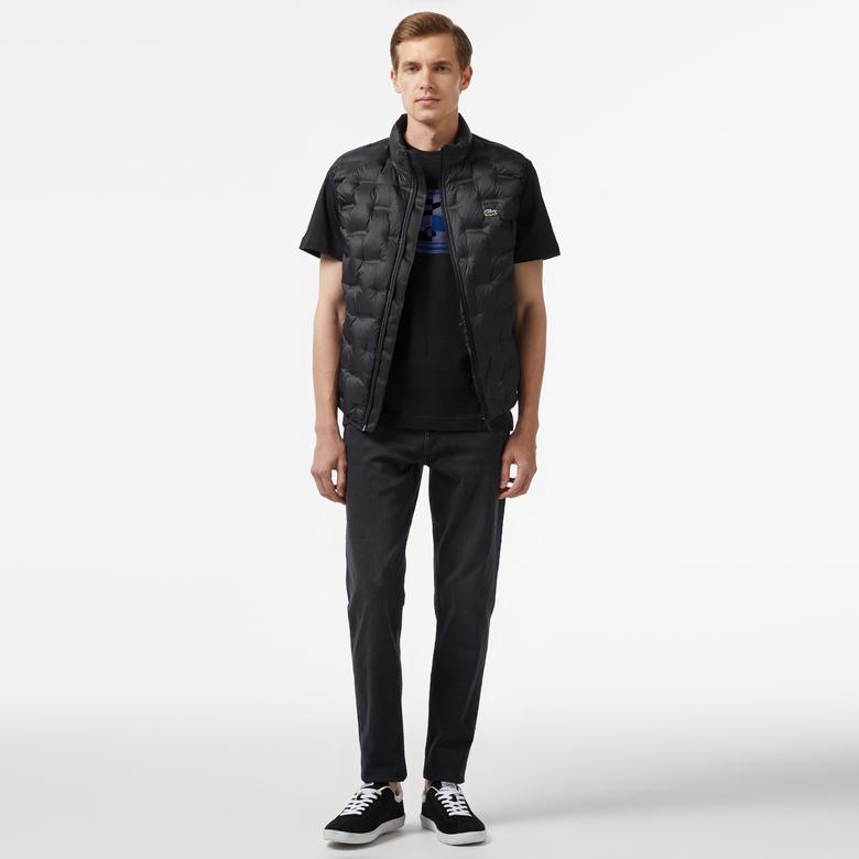 Erkek Kapüşonlu Kapitone Siyah Yelek