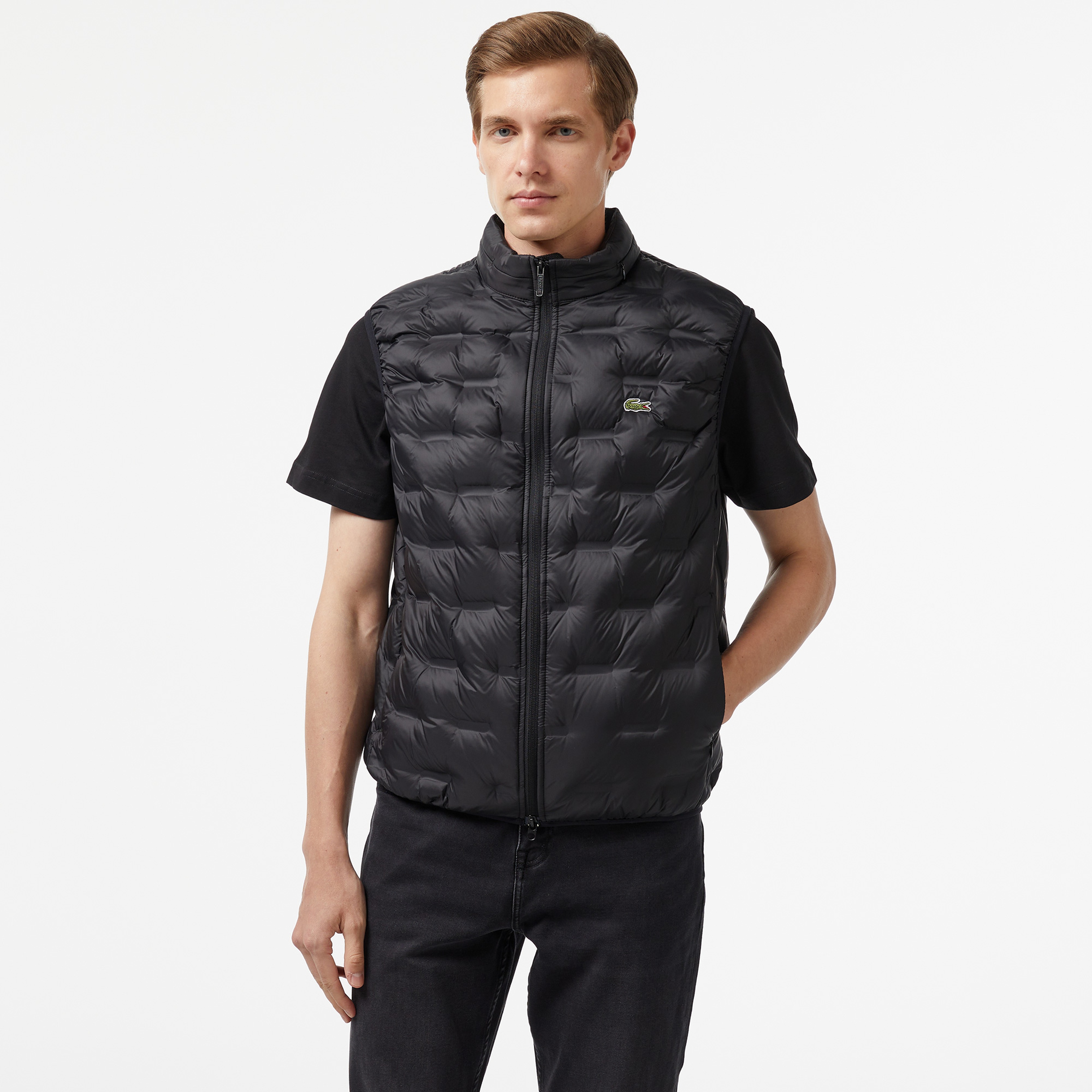 Erkek Kapüşonlu Kapitone Siyah Yelek