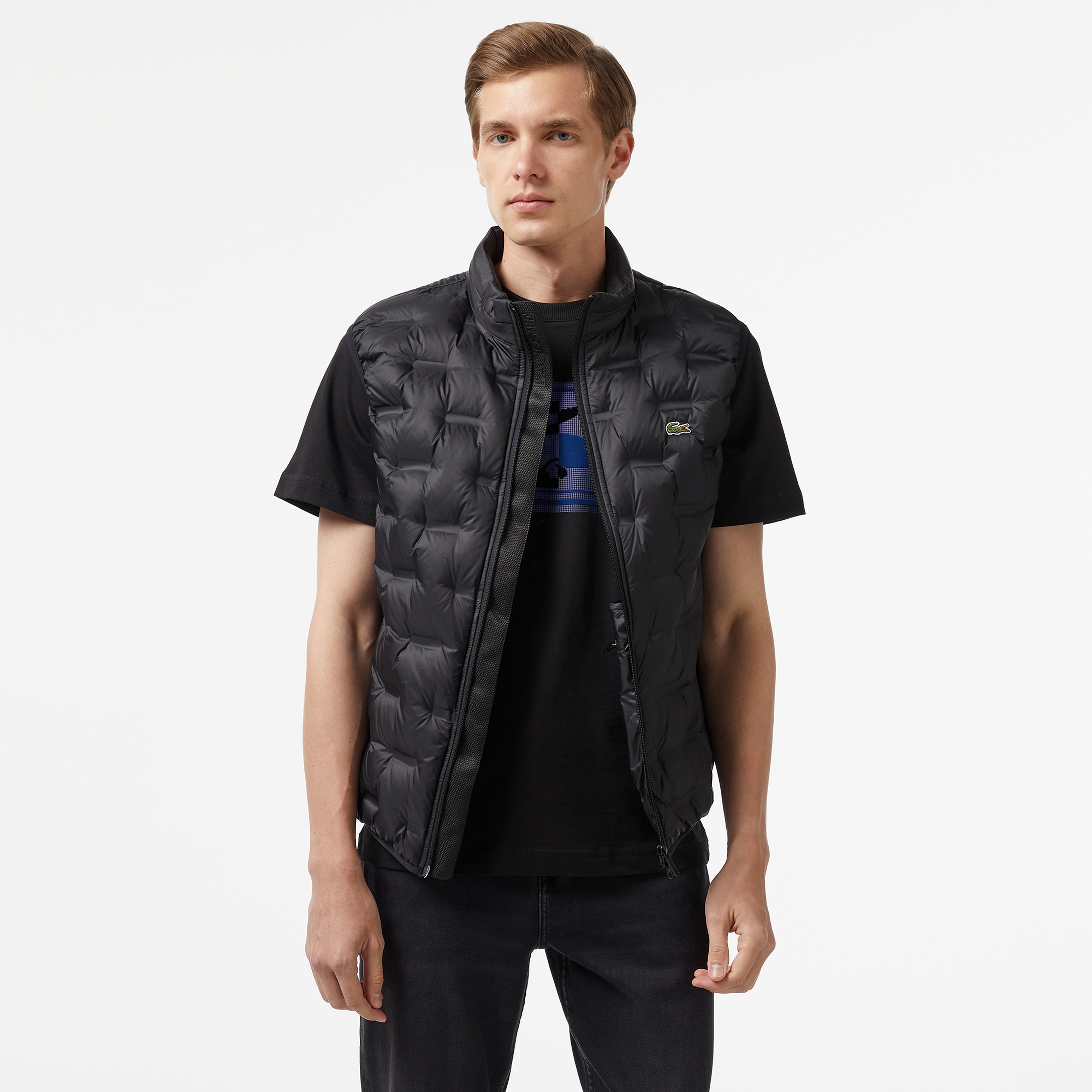 Erkek Kapüşonlu Kapitone Siyah Yelek