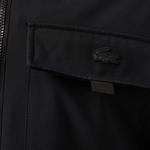 Erkek Relaxed Fit Kapüşonlu Baskılı Siyah Yağmurluk