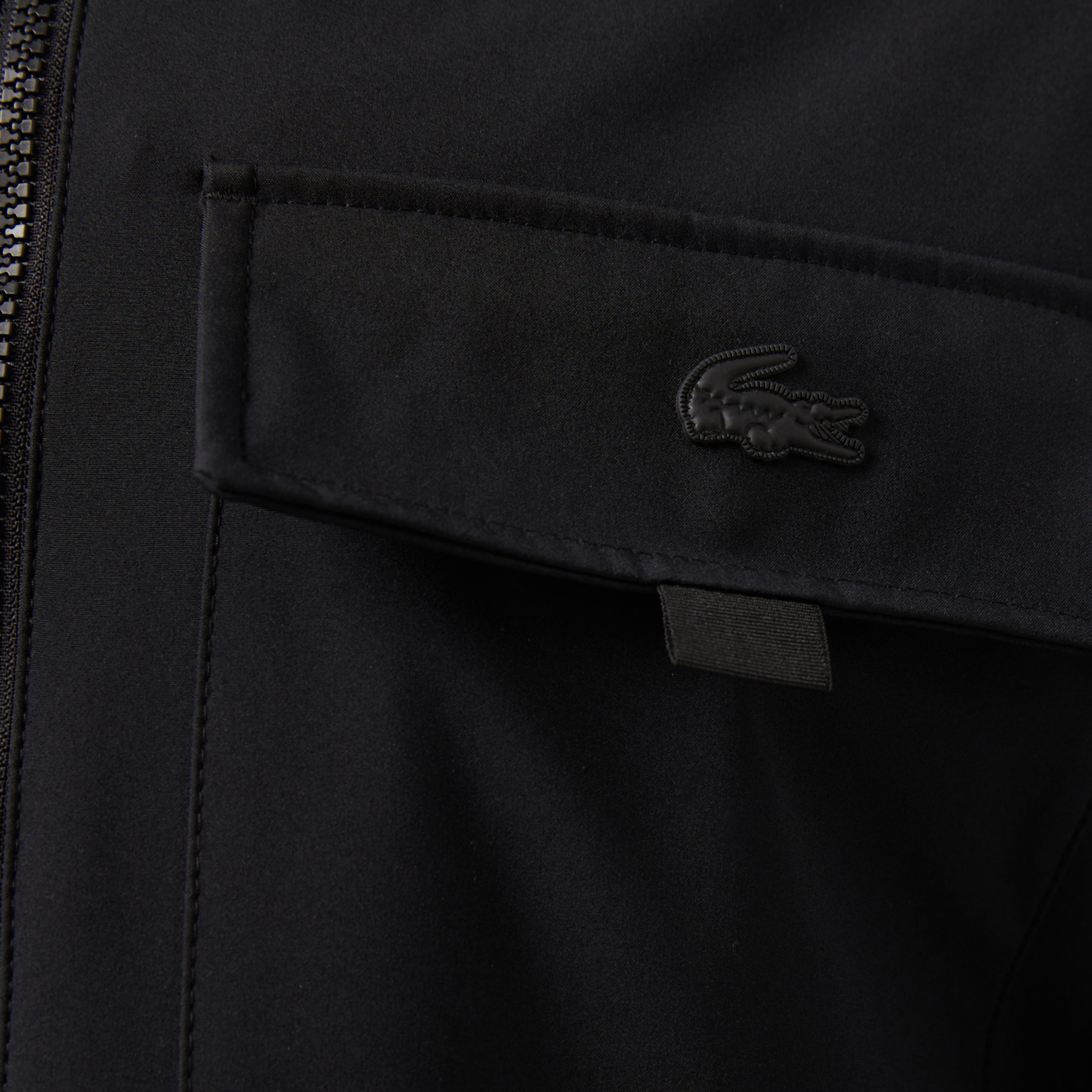 Erkek Relaxed Fit Kapüşonlu Baskılı Siyah Yağmurluk