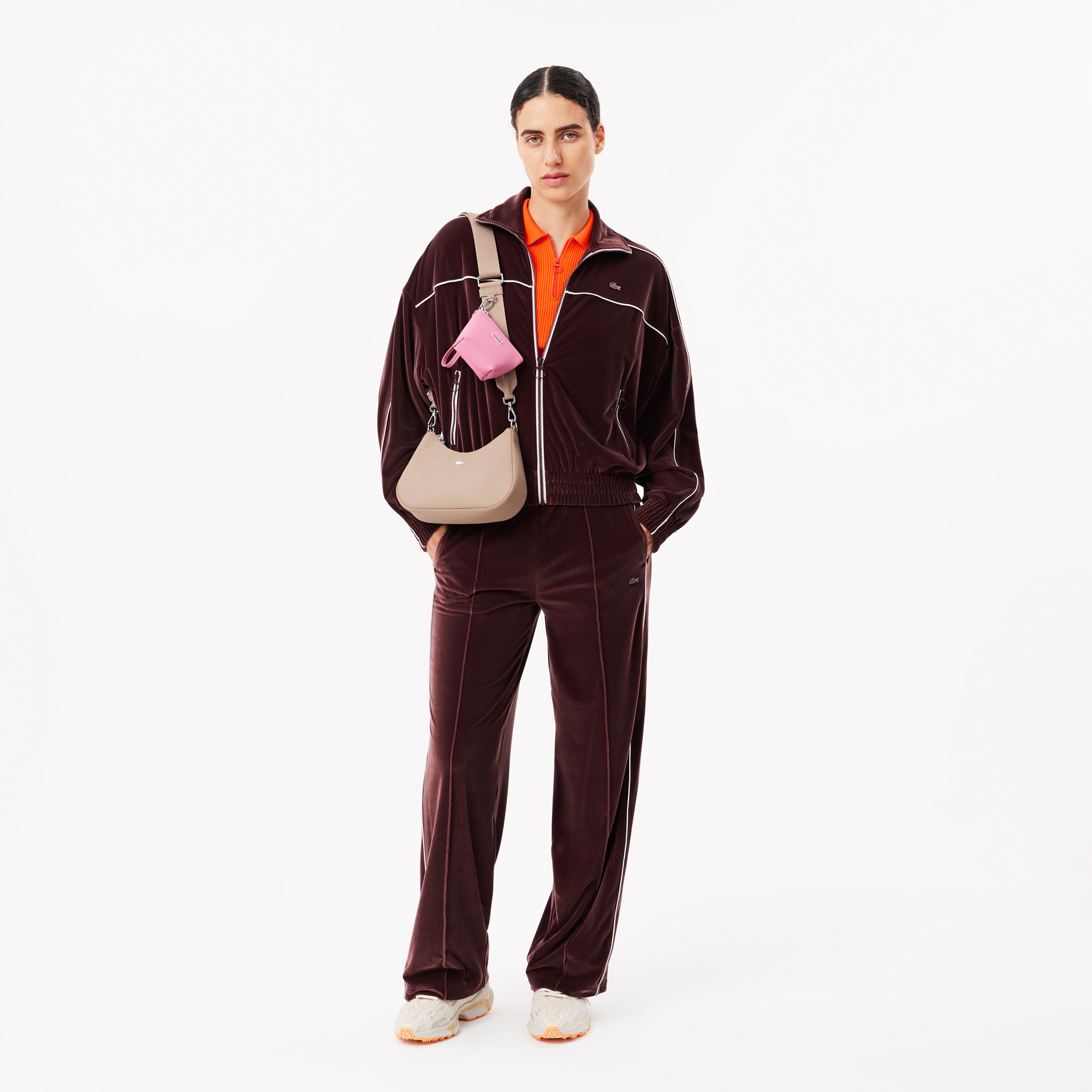 Kadın Slim Fit Polo Yaka Turuncu Triko