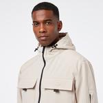 Erkek Relaxed Fit Kapüşonlu Baskılı Krem Yağmurluk