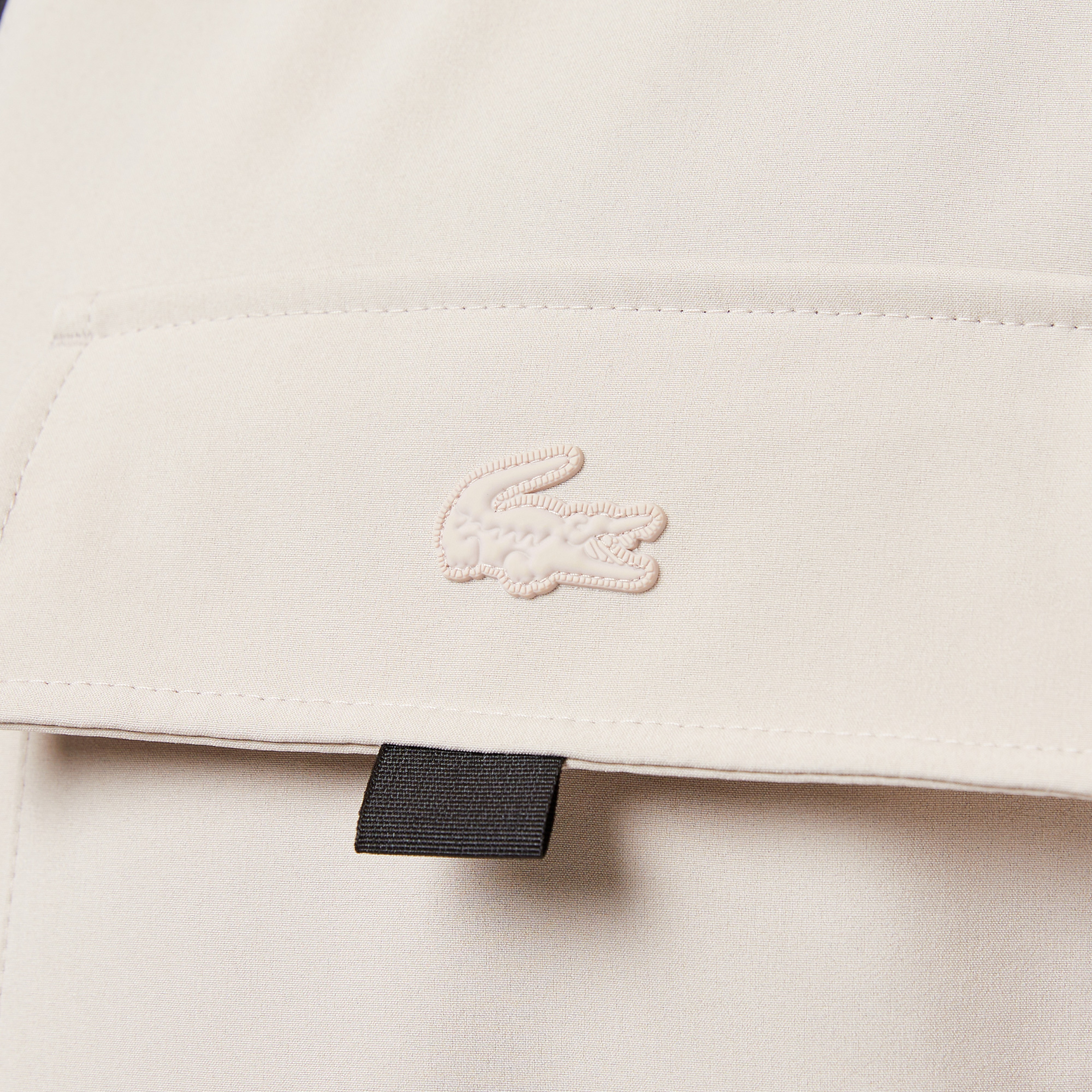 Erkek Relaxed Fit Kapüşonlu Baskılı Krem Yağmurluk