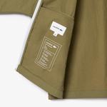 Erkek Relaxed Fit Dik Yaka Haki Yağmurluk