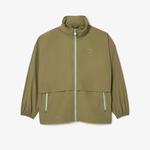 Erkek Relaxed Fit Dik Yaka Haki Yağmurluk