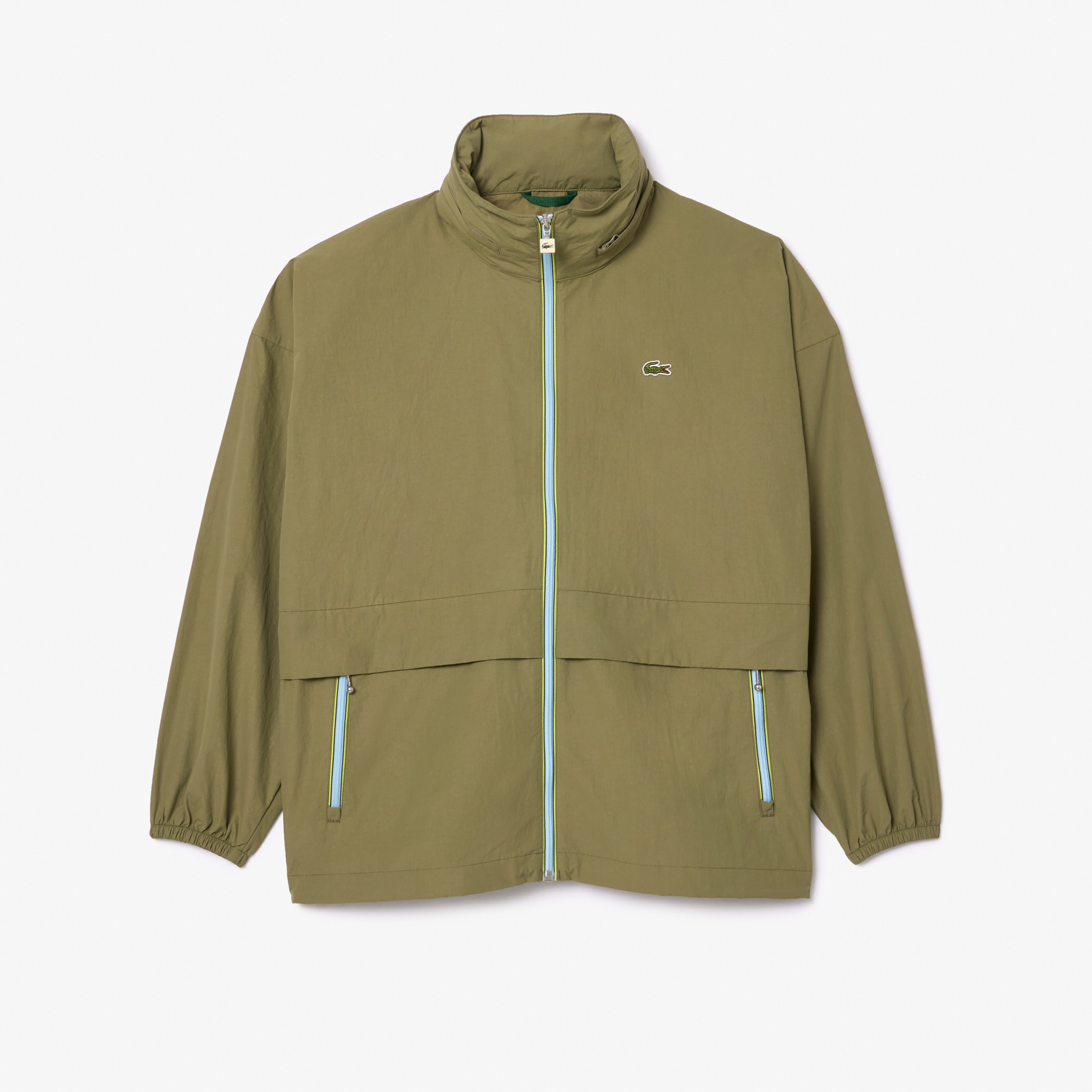 Erkek Relaxed Fit Dik Yaka Haki Yağmurluk