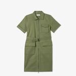 Kadın Regular Fit Polo Yaka Haki Elbise