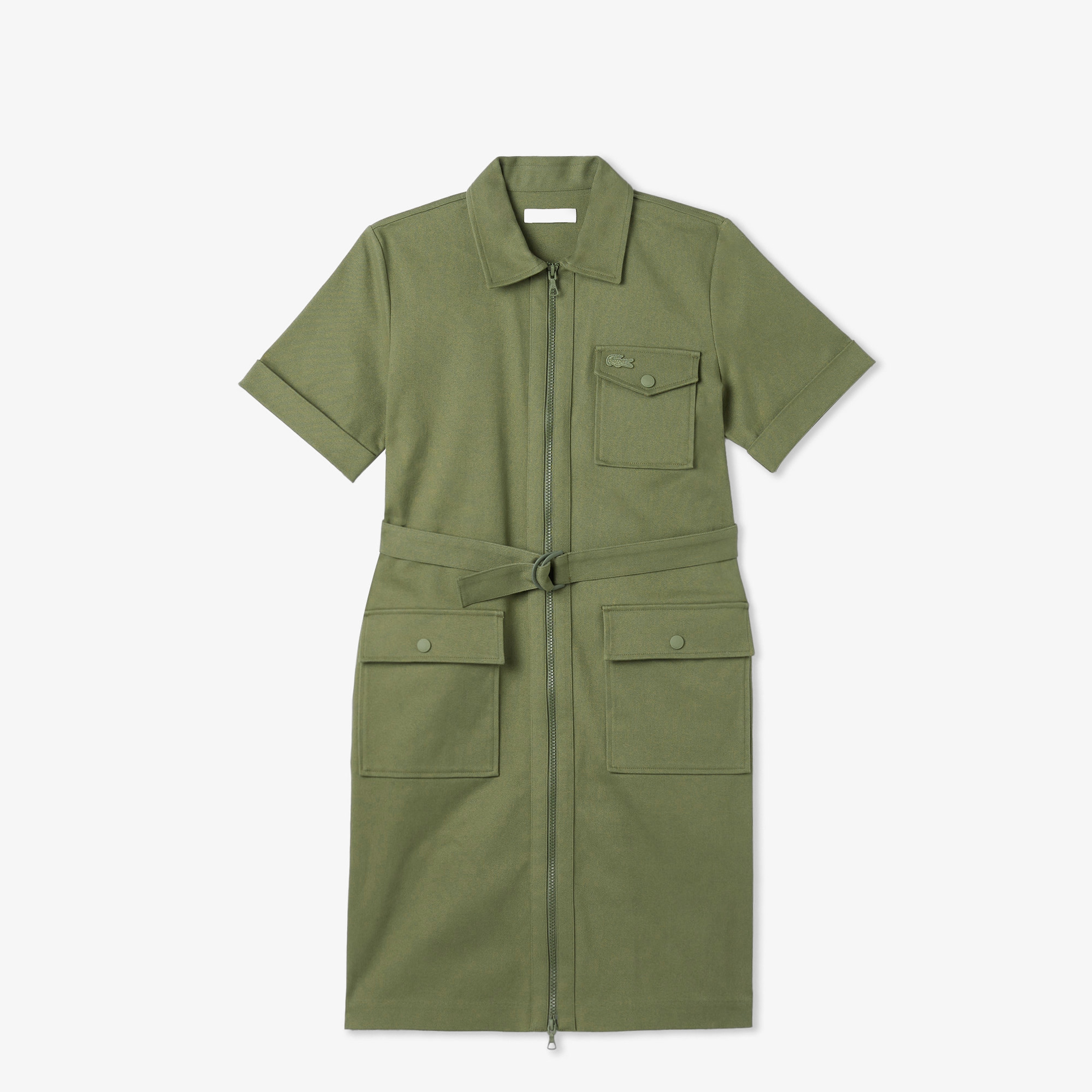 Kadın Regular Fit Polo Yaka Haki Elbise