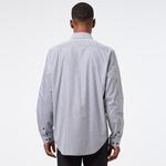 Erkek Relaxed Fit Düğmeli Yaka Çizgili Mavi Gömlek