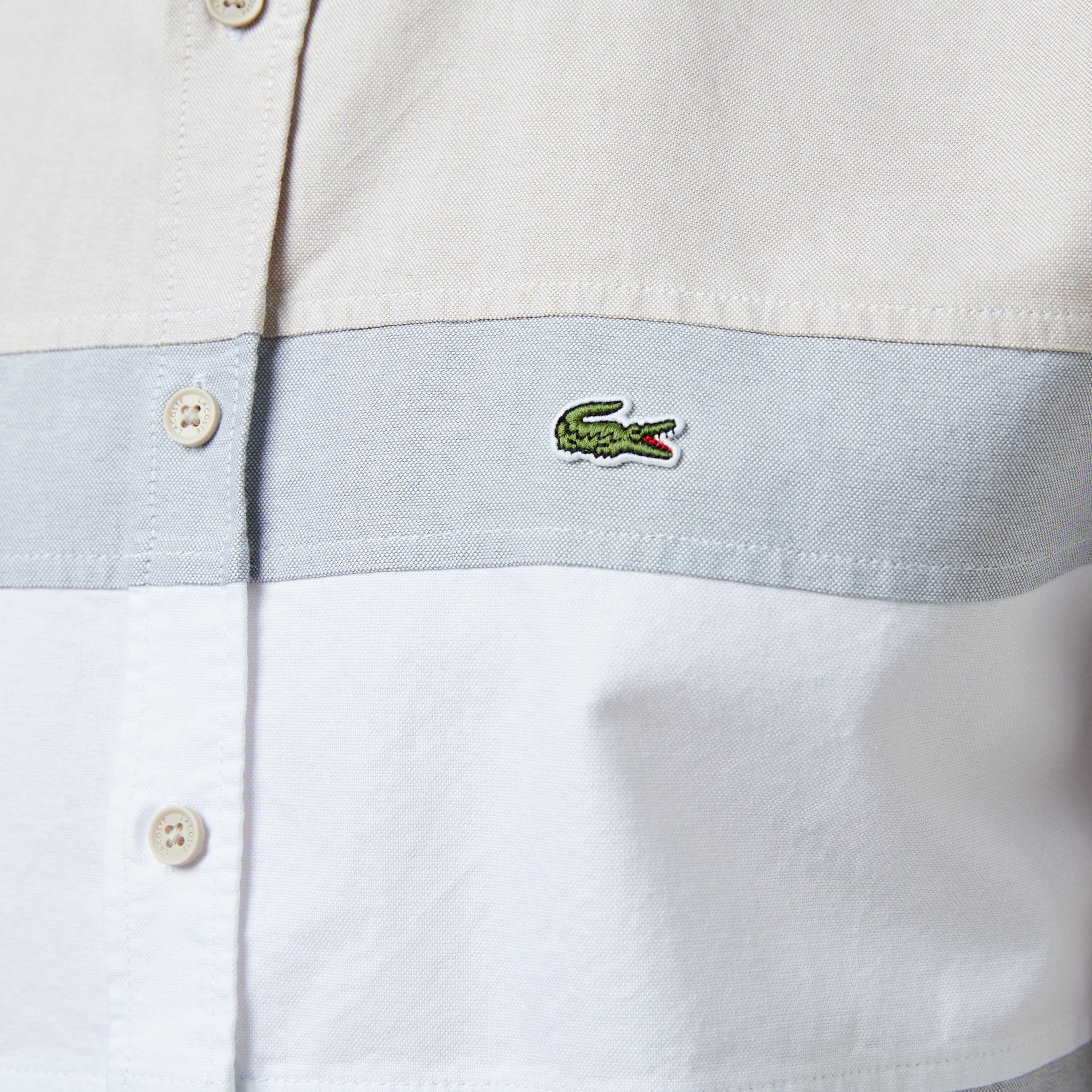 Erkek Regular Fit Düğmeli Yaka Çizgili Gri Gömlek