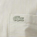 Erkek Relaxed Fit Düğmeli Yaka Çizgili Haki Gömlek