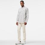 Erkek Relaxed Fit Düğmeli Yaka Çizgili Haki Gömlek