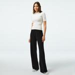 Kadın Slim Fit Polo Yaka Beyaz Triko