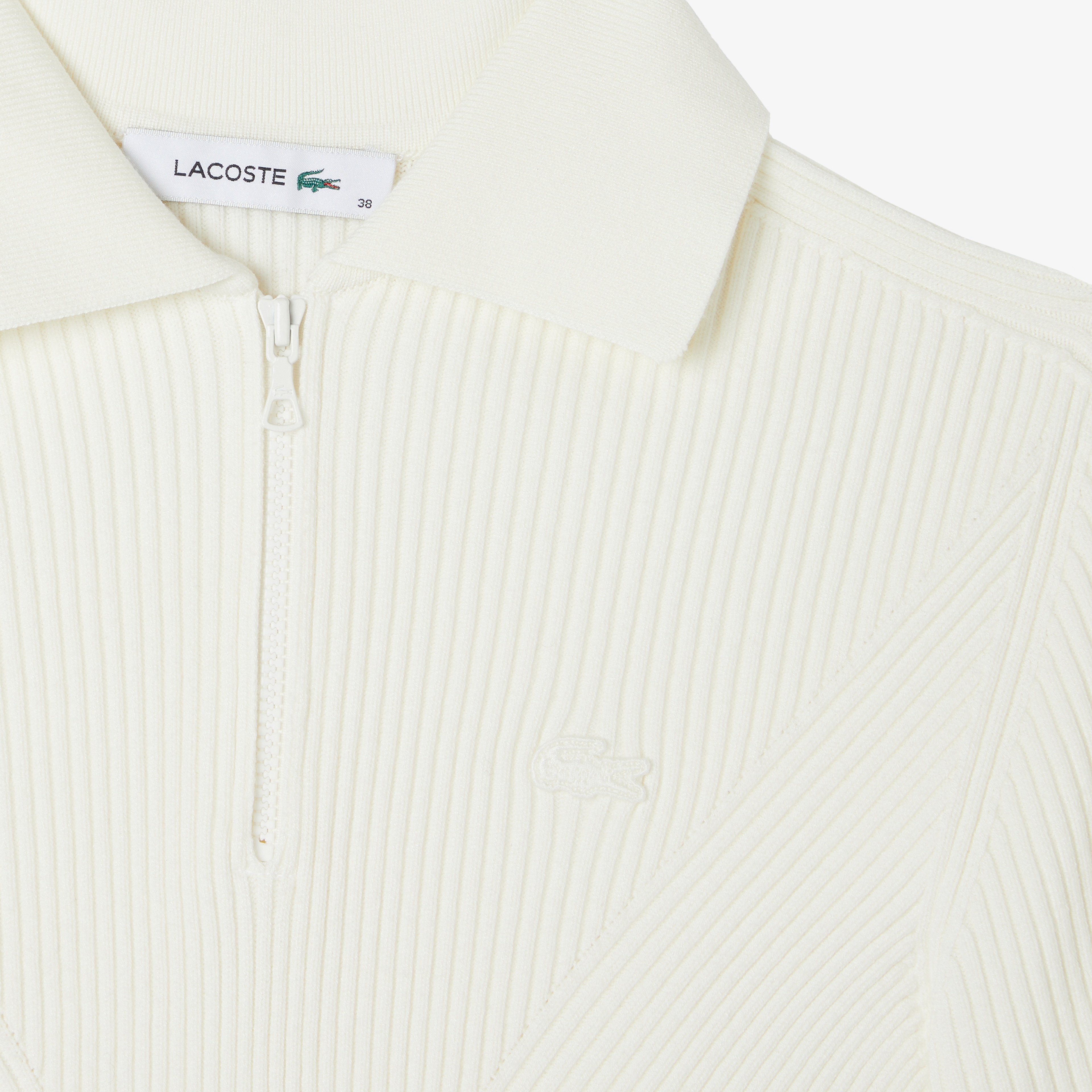 Kadın Slim Fit Polo Yaka Beyaz Triko