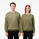 Unisex Loose Fit Bisiklet Yaka Organik Pamuk Haki Sweatshirt