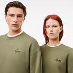 Unisex Loose Fit Bisiklet Yaka Organik Pamuk Haki Sweatshirt
