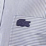 Erkek Relaxed Fit Düğmeli Yaka Çizgili Mavi Gömlek