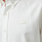 Erkek Slim Fit Düğmeli Yaka Beyaz Gömlek