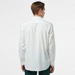 Erkek Slim Fit Düğmeli Yaka Beyaz Gömlek