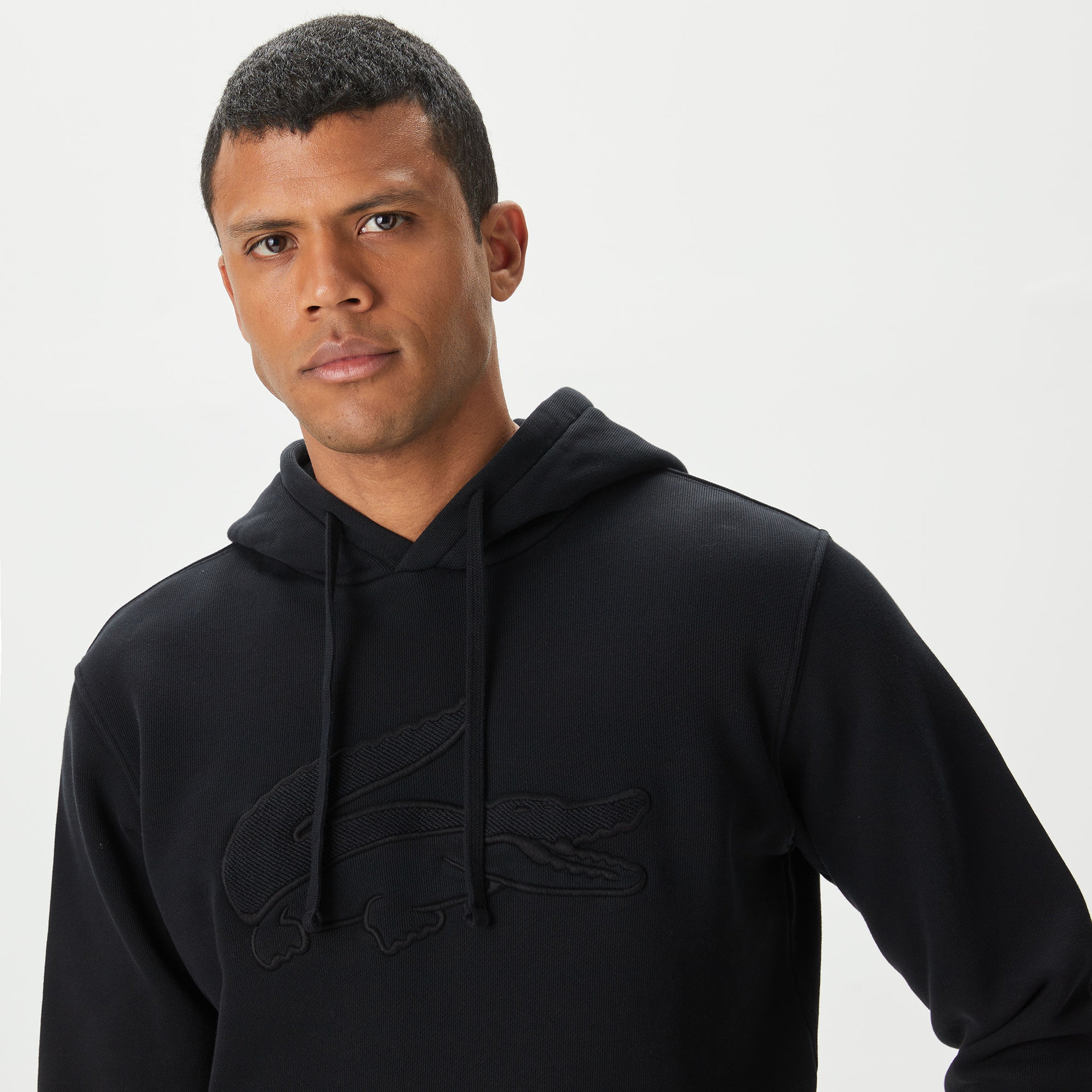 Erkek Relaxed Fit Kapüşonlu Baskılı Siyah Sweatshirt