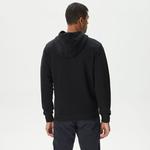 Erkek Relaxed Fit Kapüşonlu Baskılı Siyah Sweatshirt