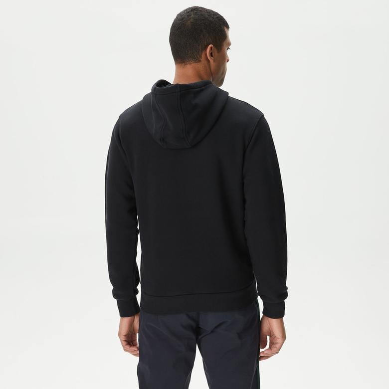 Erkek Relaxed Fit Kapüşonlu Baskılı Siyah Sweatshirt