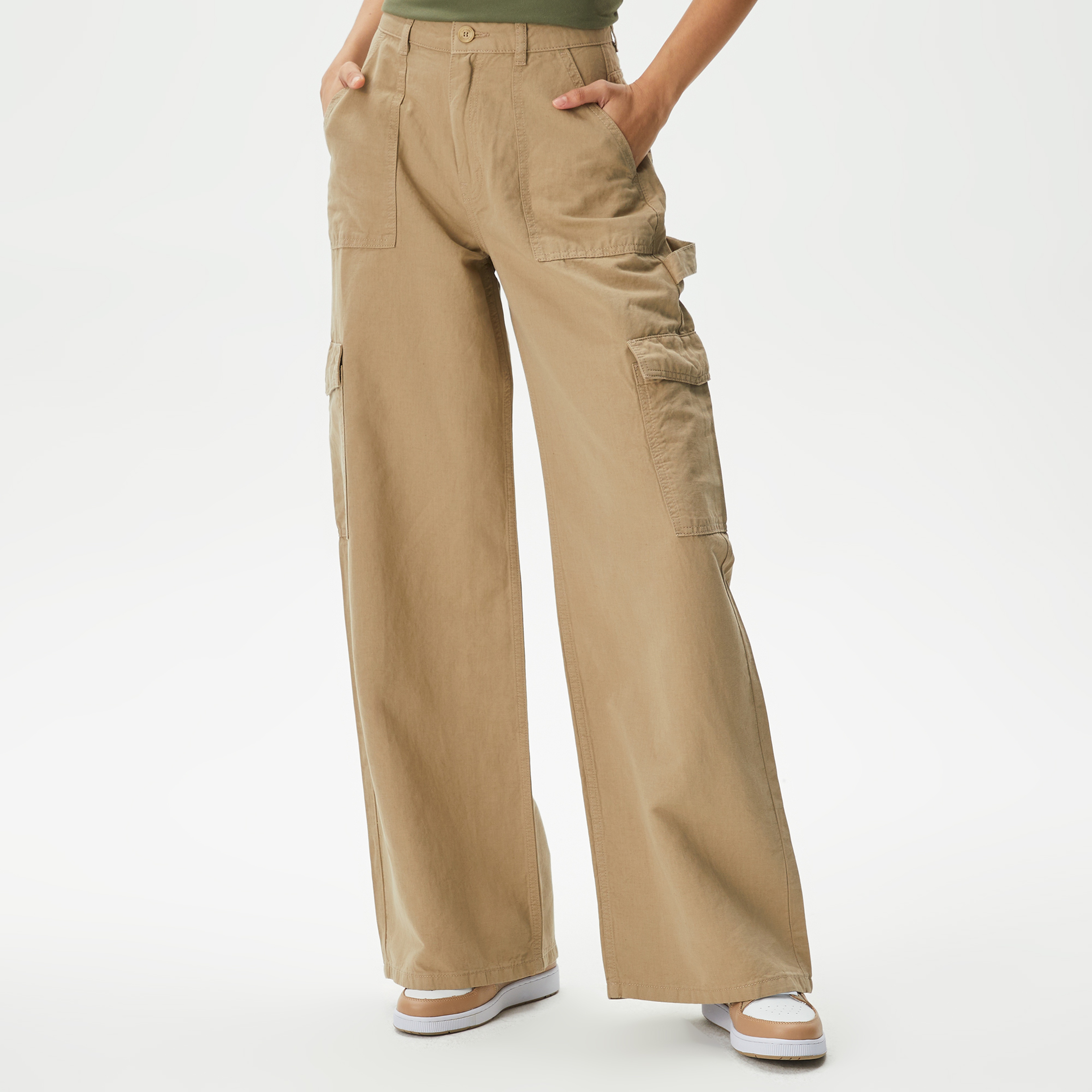 Lacoste Loose Fit Kadın Bej Pantolon