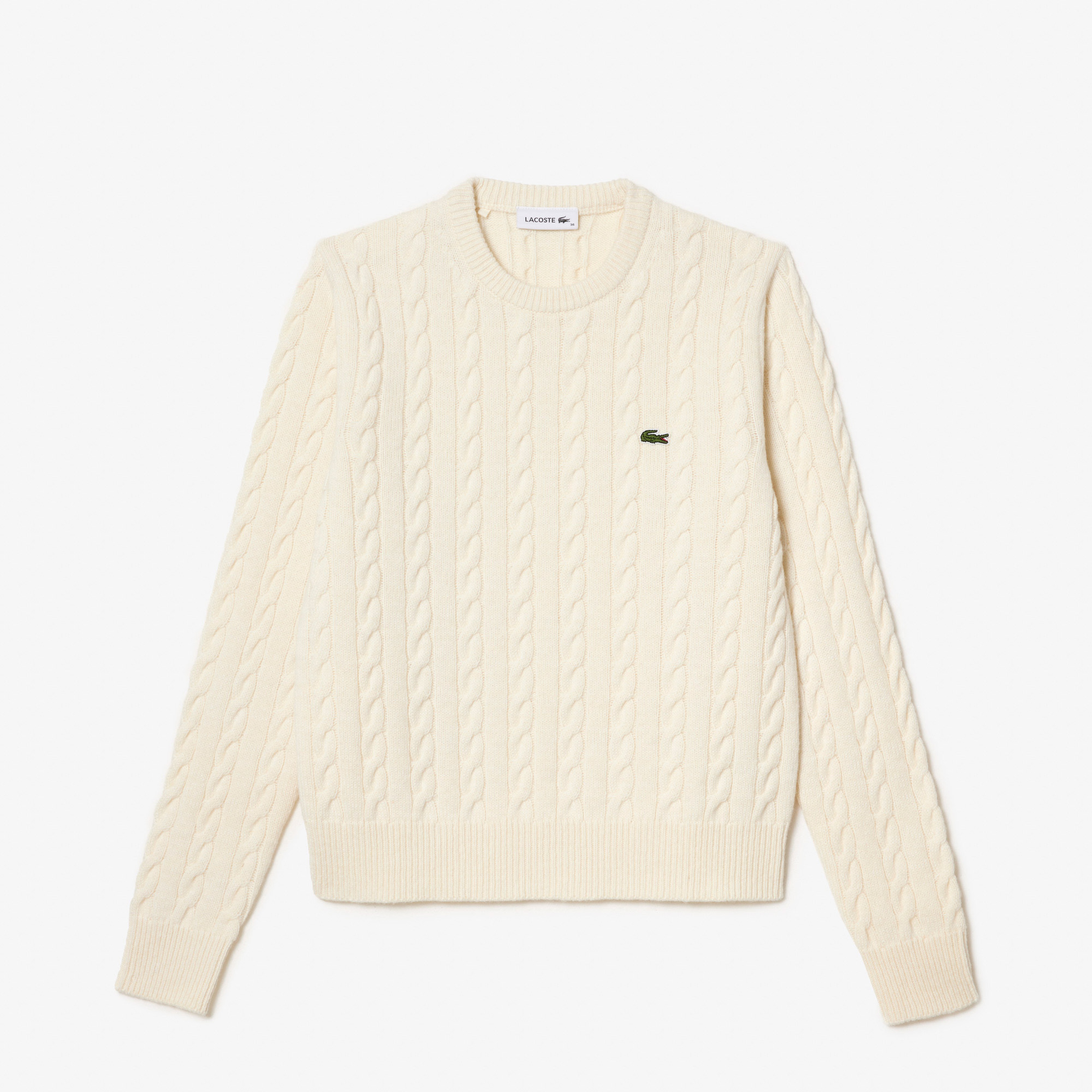 Lacoste Wool/Cotton Blend Cable Knit Sweater