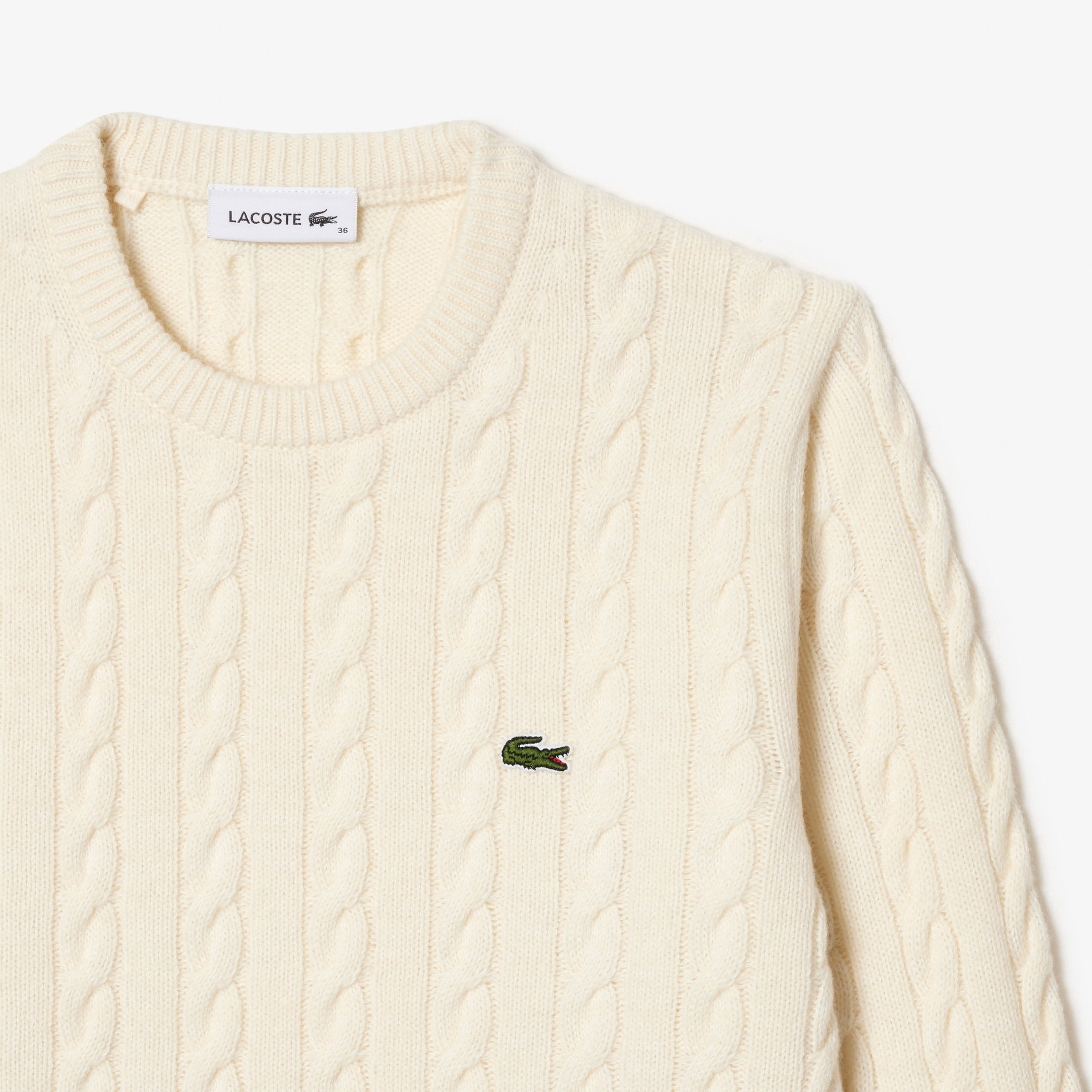 Lacoste Wool/Cotton Blend Cable Knit Sweater