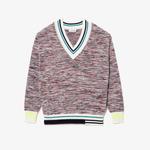 Lacoste Contrast Stripe V Neck Alpaga Sweater