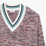 Lacoste Contrast Stripe V Neck Alpaga Sweater