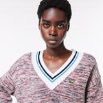 Lacoste Contrast Stripe V Neck Alpaga Sweater