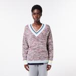 Lacoste Contrast Stripe V Neck Alpaga Sweater